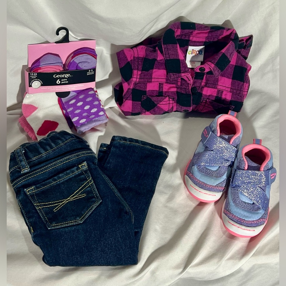 Baby Gap double lined jeans with top and New Sketchers